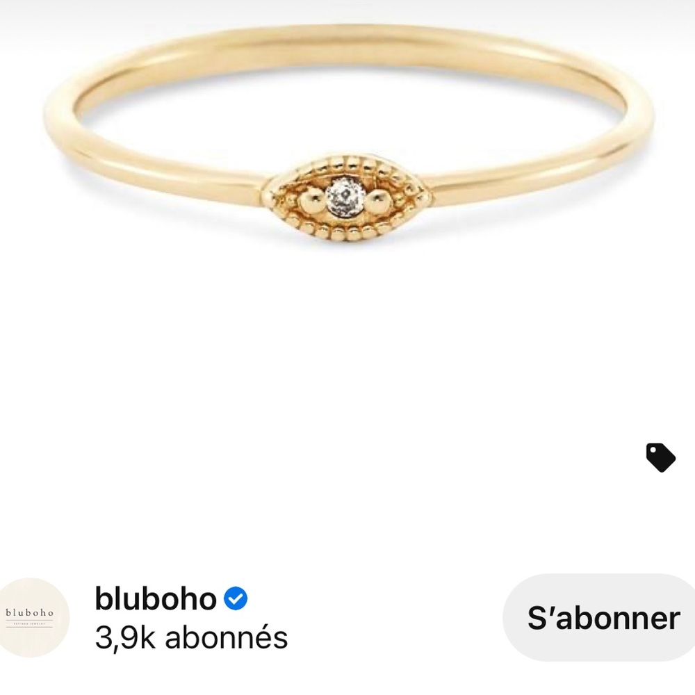 Bluboho 14k solid gold and grey diamond ring